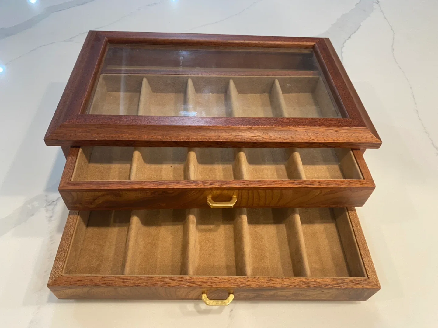 Agresti Briarwood Burl-Wood 2 Drawer Jewelry/ Watch Box image indicator(4)
