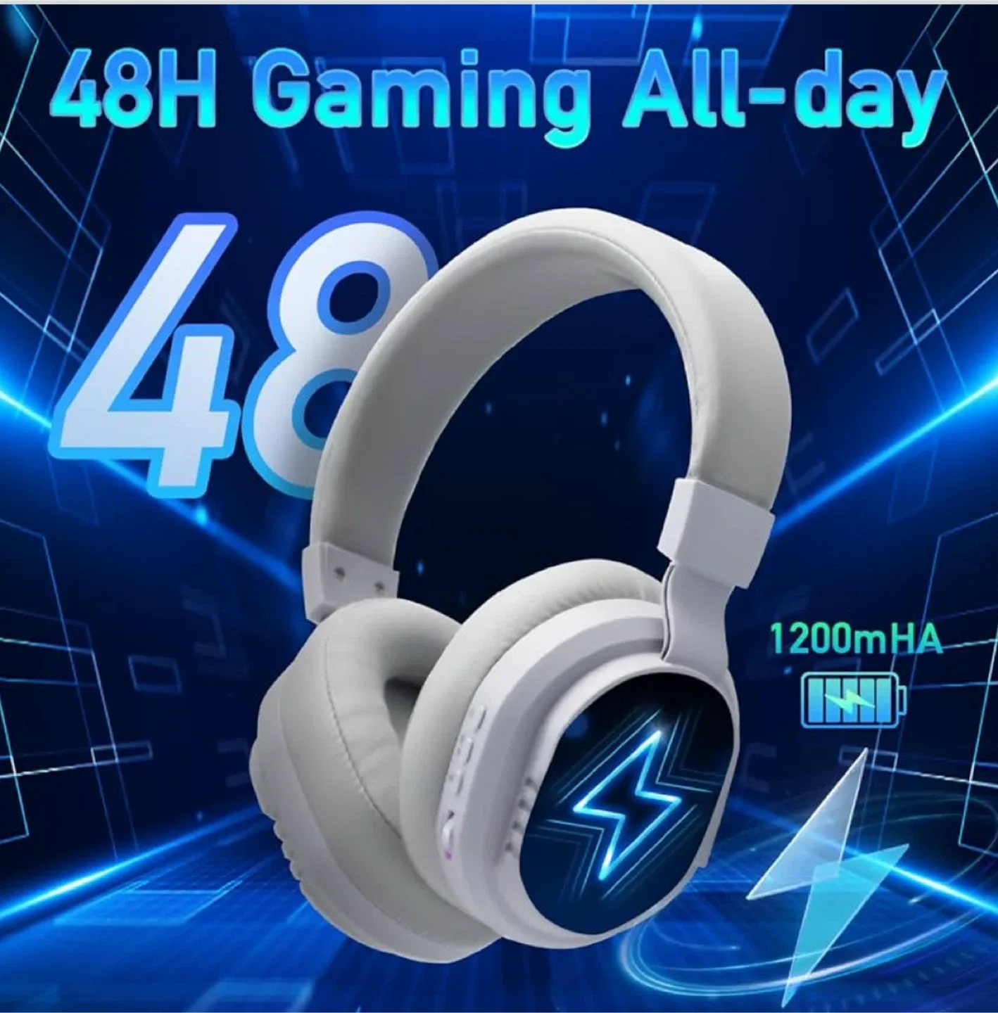 Wireless Gaming Headset With MIC, RGB Lights BT & USB BNIB image indicator(3)