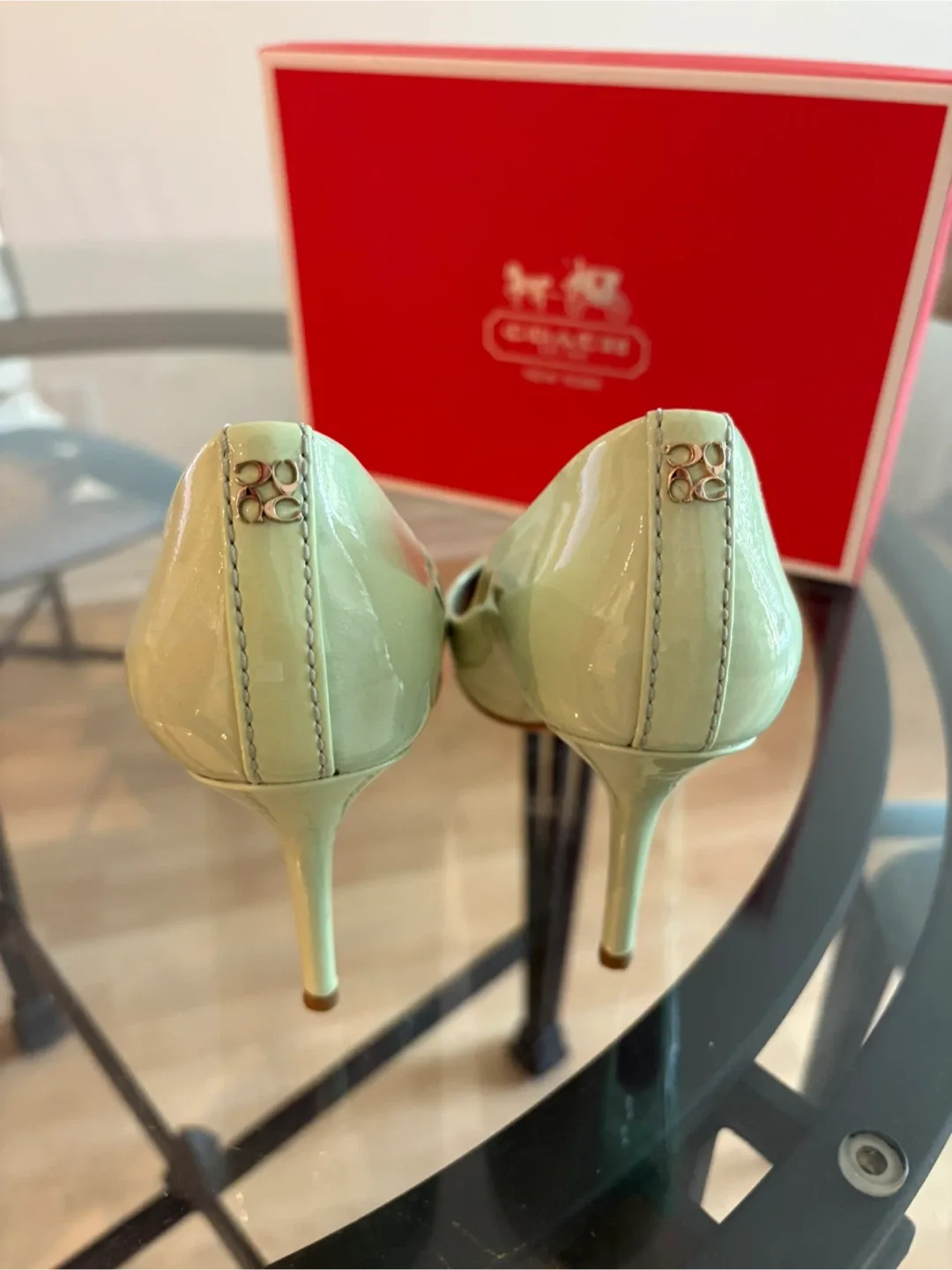 Authentic Coach Nala Patent Mint Heels - size 6.5 image indicator(4)