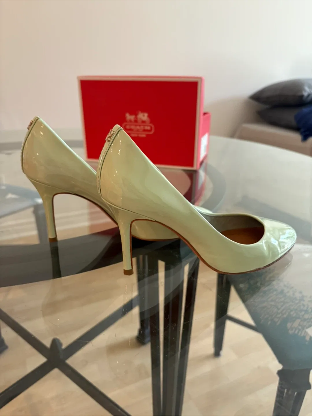 Authentic Coach Nala Patent Mint Heels - size 6.5 image indicator(9)