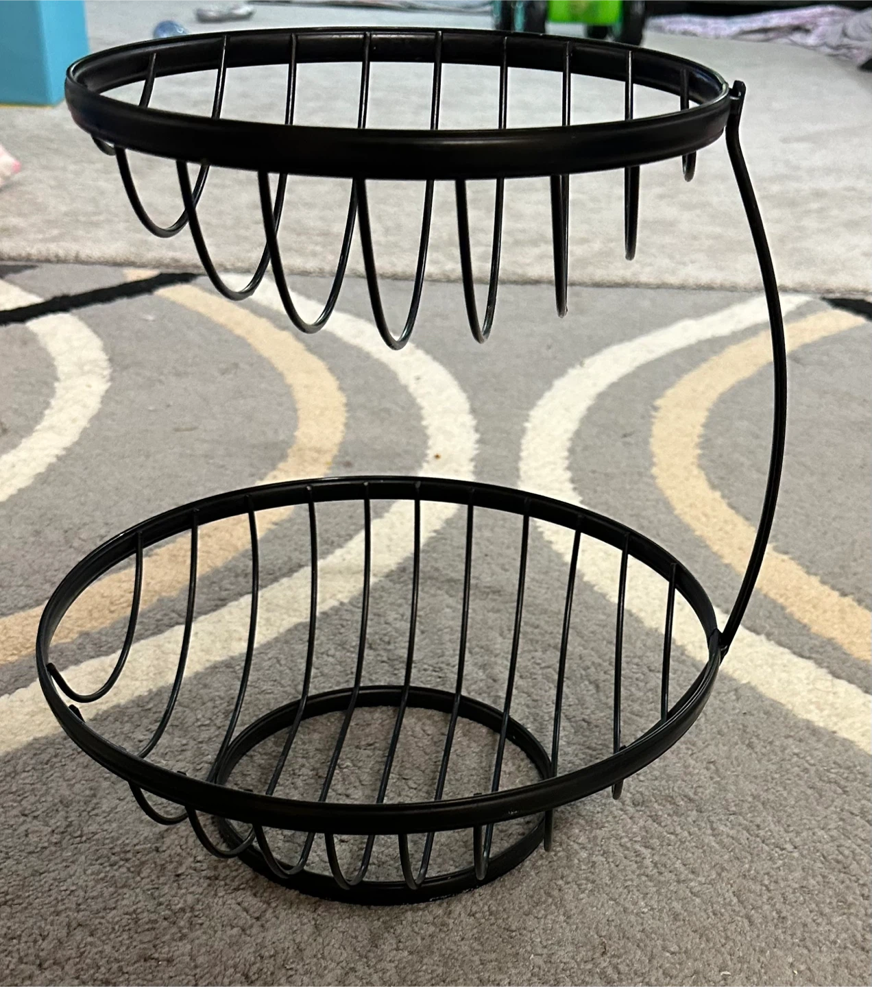 Black Metal Two-Tier Fruit Basket