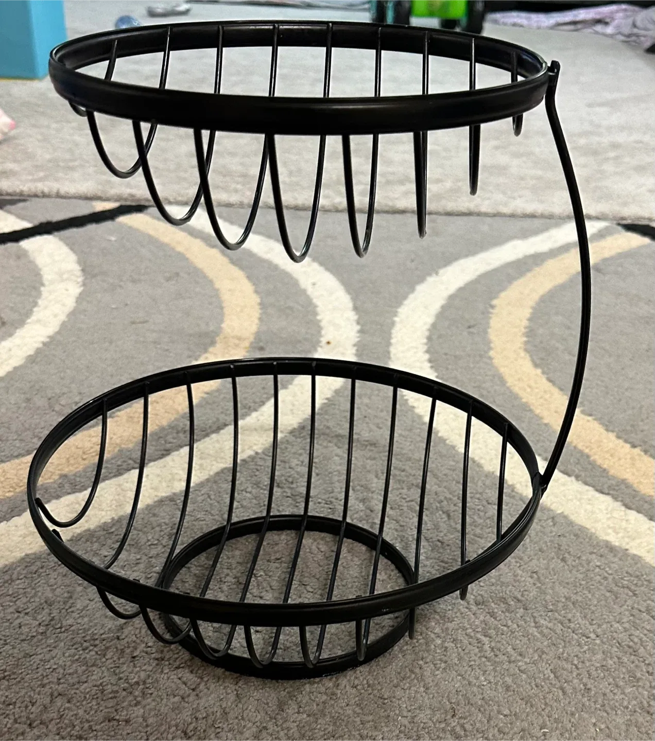 Black Metal Two-Tier Fruit Basket thumbnail