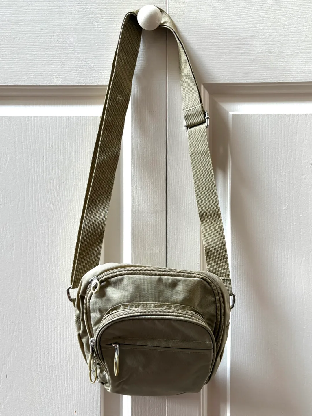 Mitsuha Khaki Crossbody Bag with Zippered Pockets - New image indicator(2)