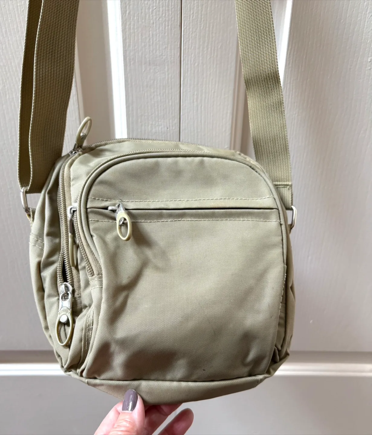 Mitsuha Khaki Crossbody Bag with Zippered Pockets - New image indicator(3)