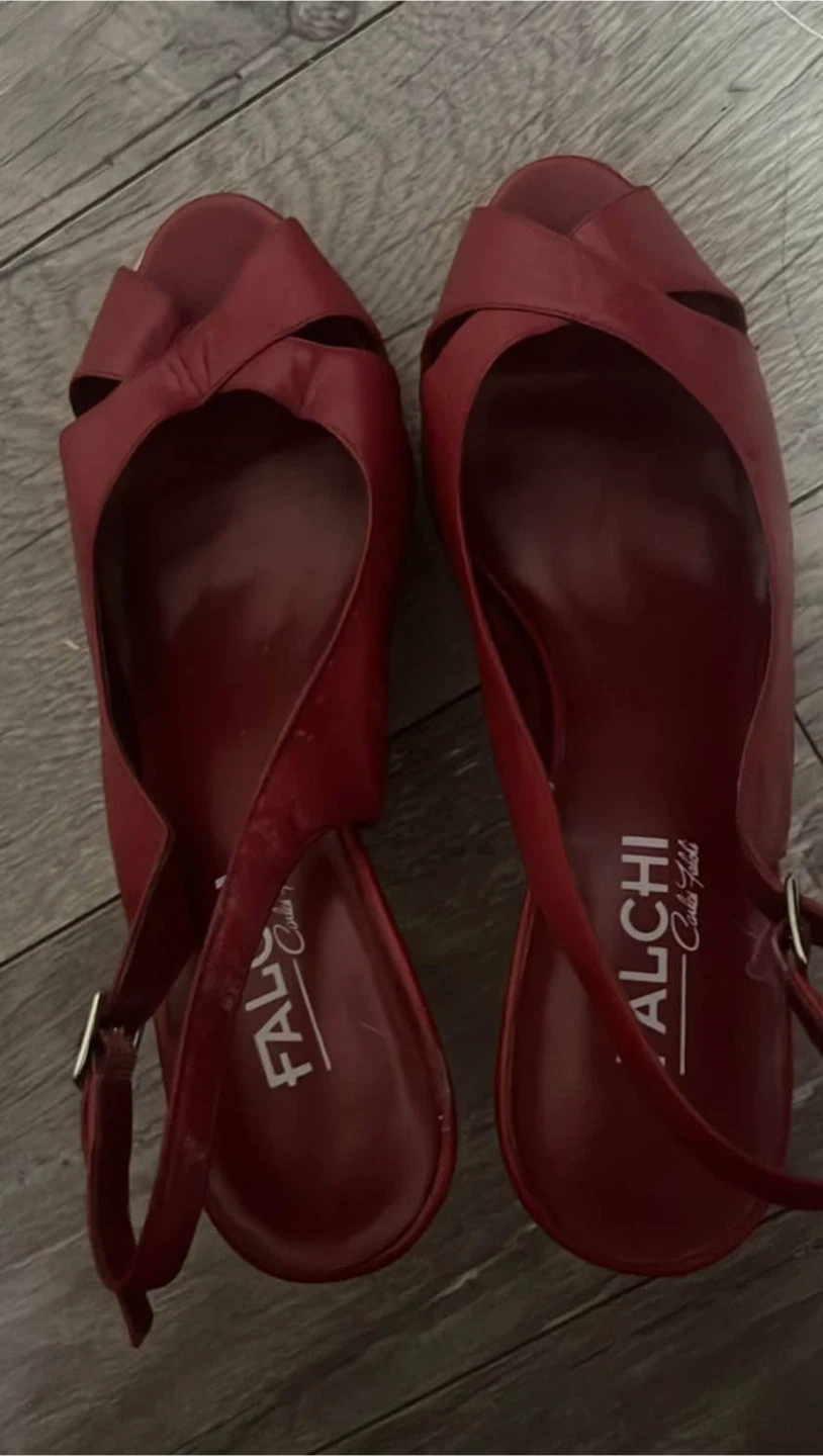 Falchi Red Slingback Heels