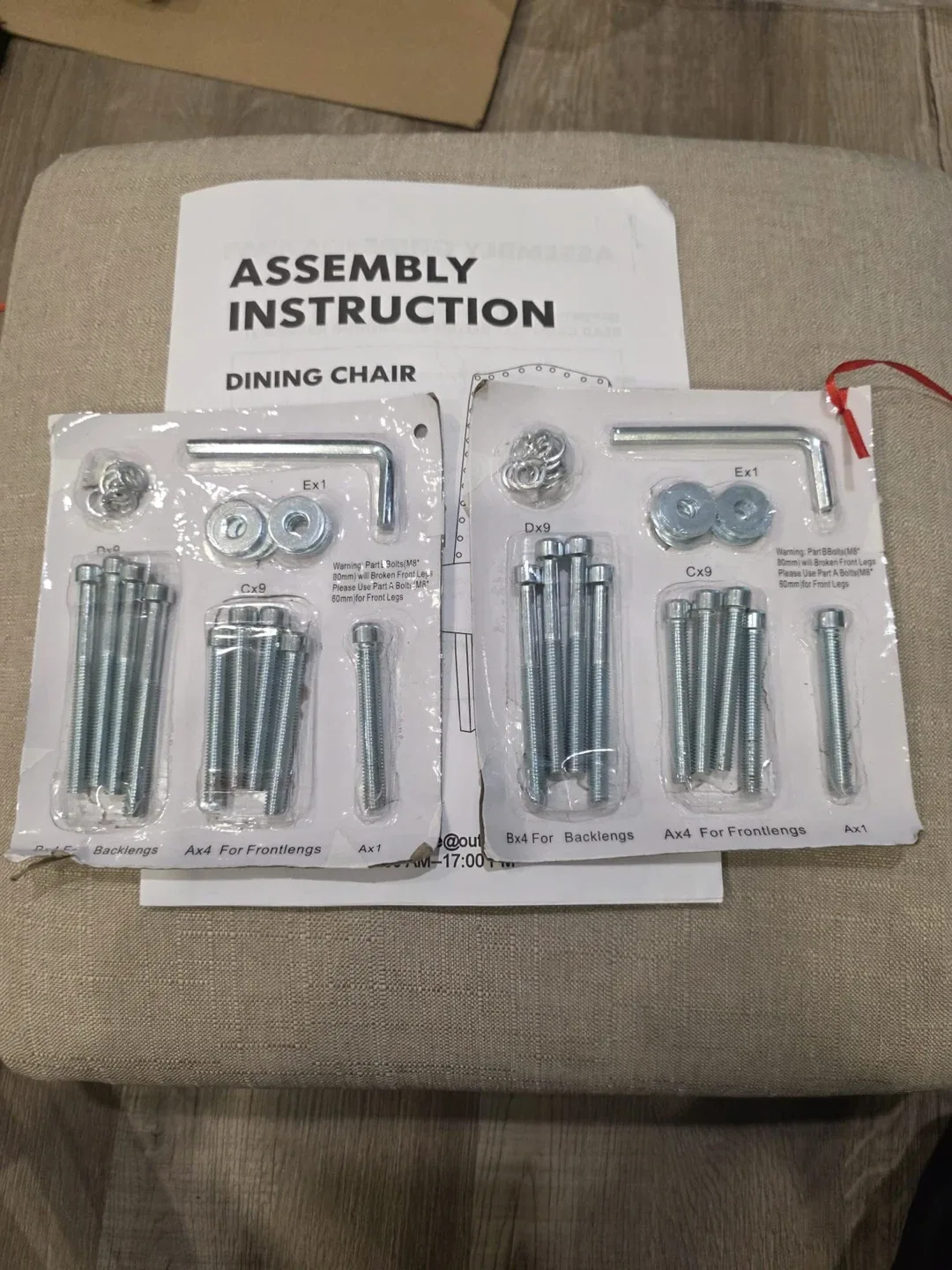 Set of 2 Upholstered Dining Chairs - Beige image indicator(2)