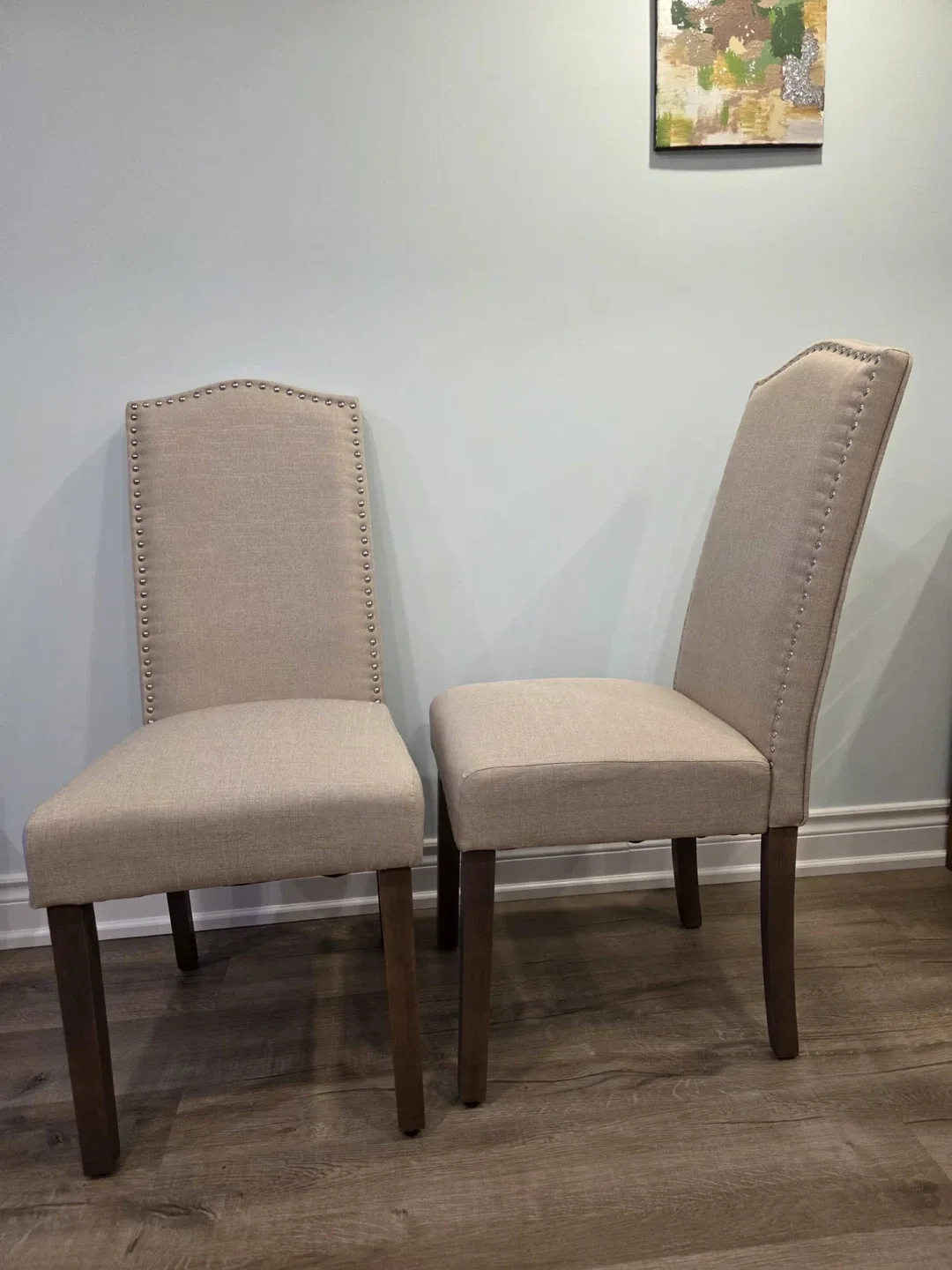 Set of 2 Upholstered Dining Chairs - Beige image indicator(6)