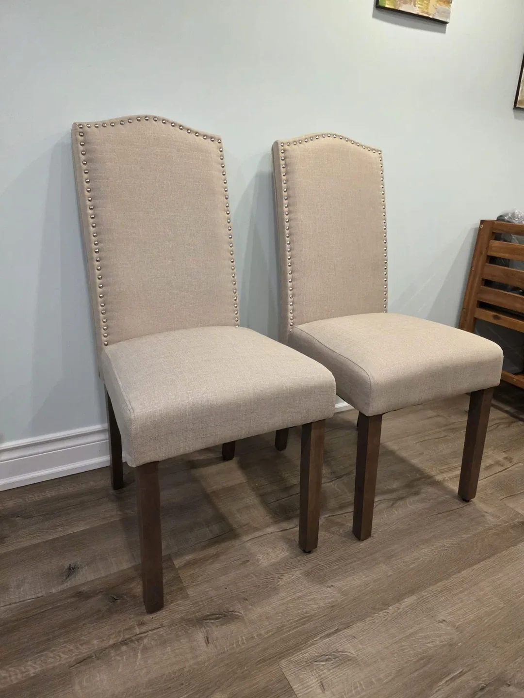 Set of 2 Upholstered Dining Chairs - Beige image indicator(9)