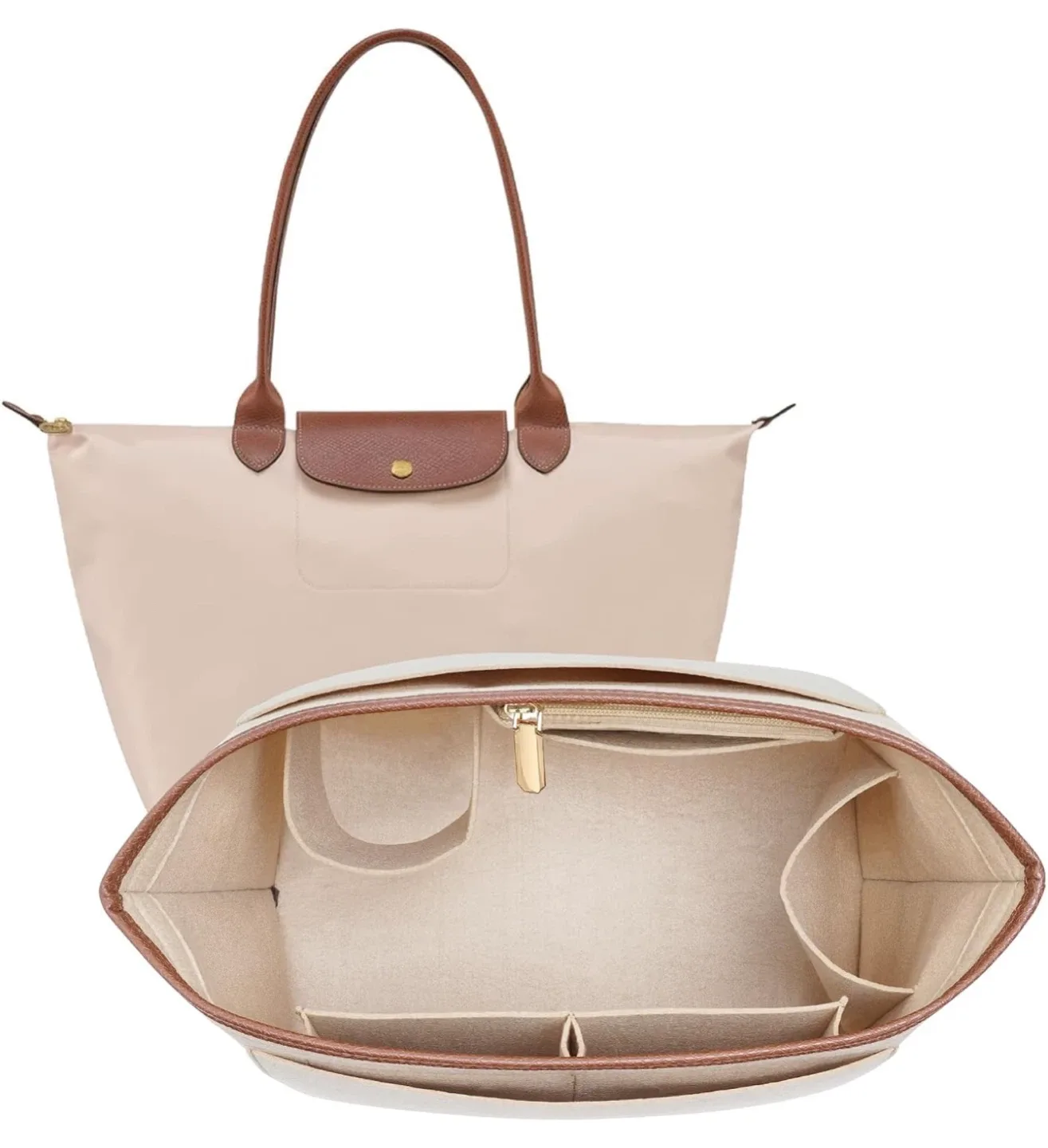 Longchamp Le Pliage Bag Organizer - Beige Felt thumbnail