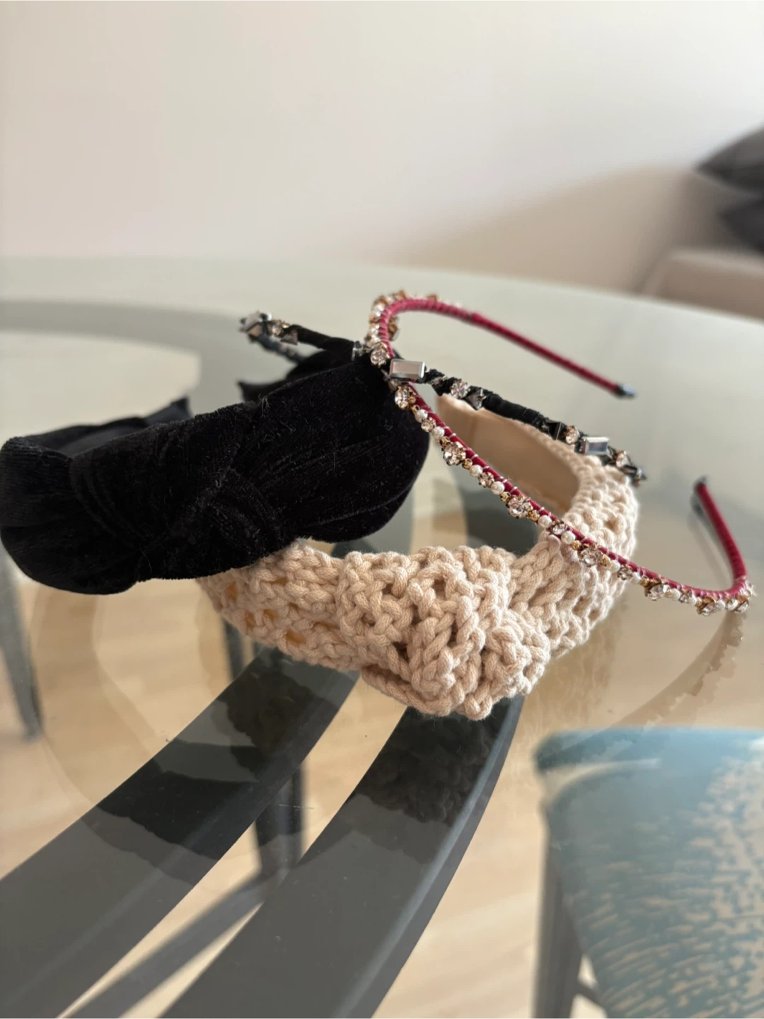 4 Headbands - Black, Beige, & 2 Jewelled