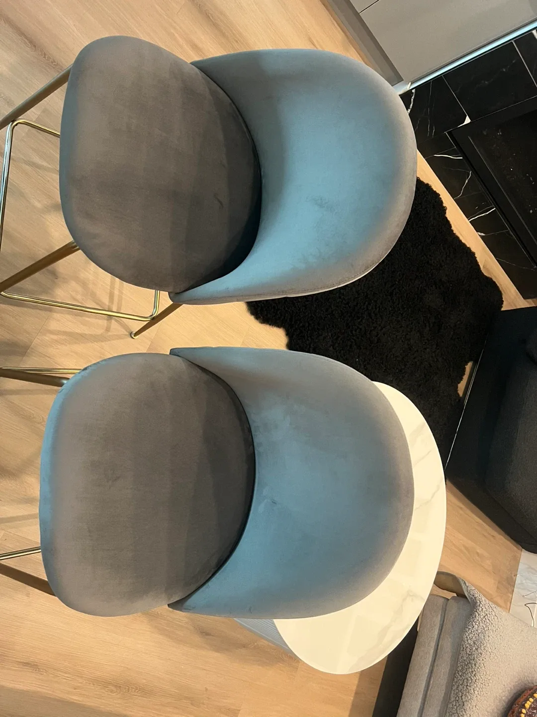 Set of 2 New Grey Velvet Bar Stools image indicator(7)