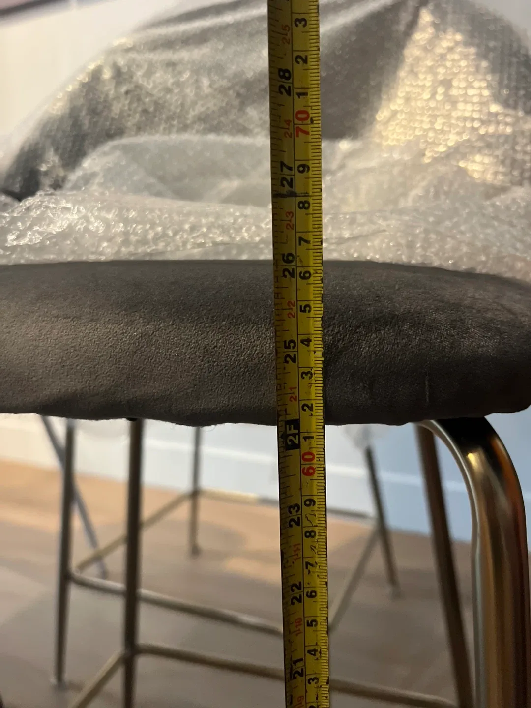 Set of 2 New Grey Velvet Bar Stools image indicator(8)