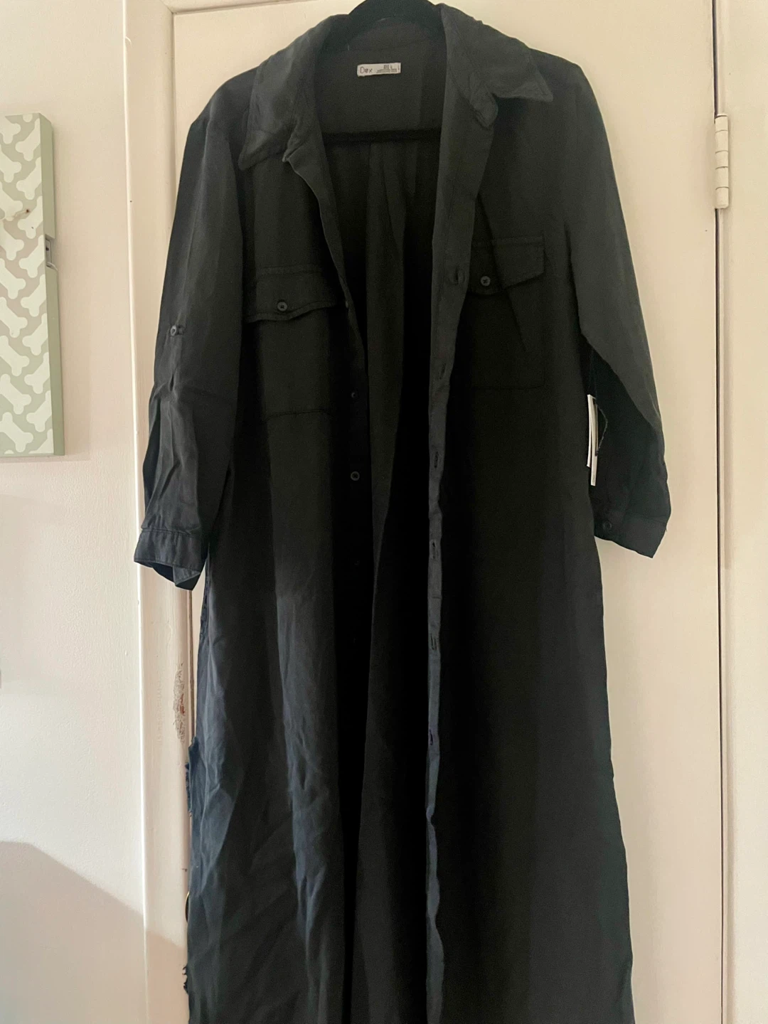 Dex Black Linen Blend Dress - Size L