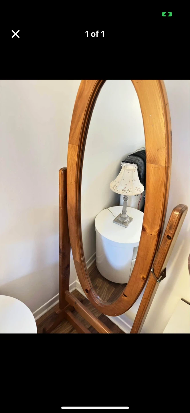 Aesthatic Wooden Framed Oval Floor Mirror - photo 4