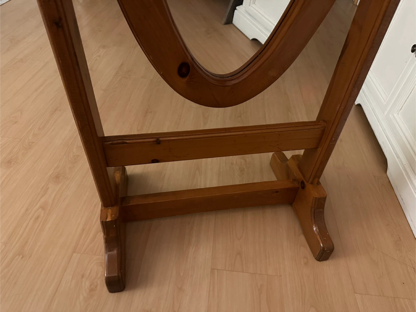 Aesthatic Wooden Framed Oval Floor Mirror - photo 3