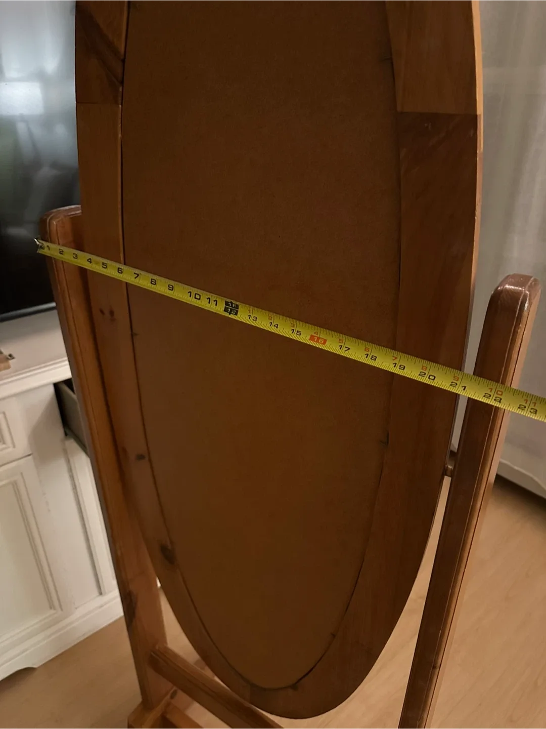 Aesthatic Wooden Framed Oval Floor Mirror image indicator(9)