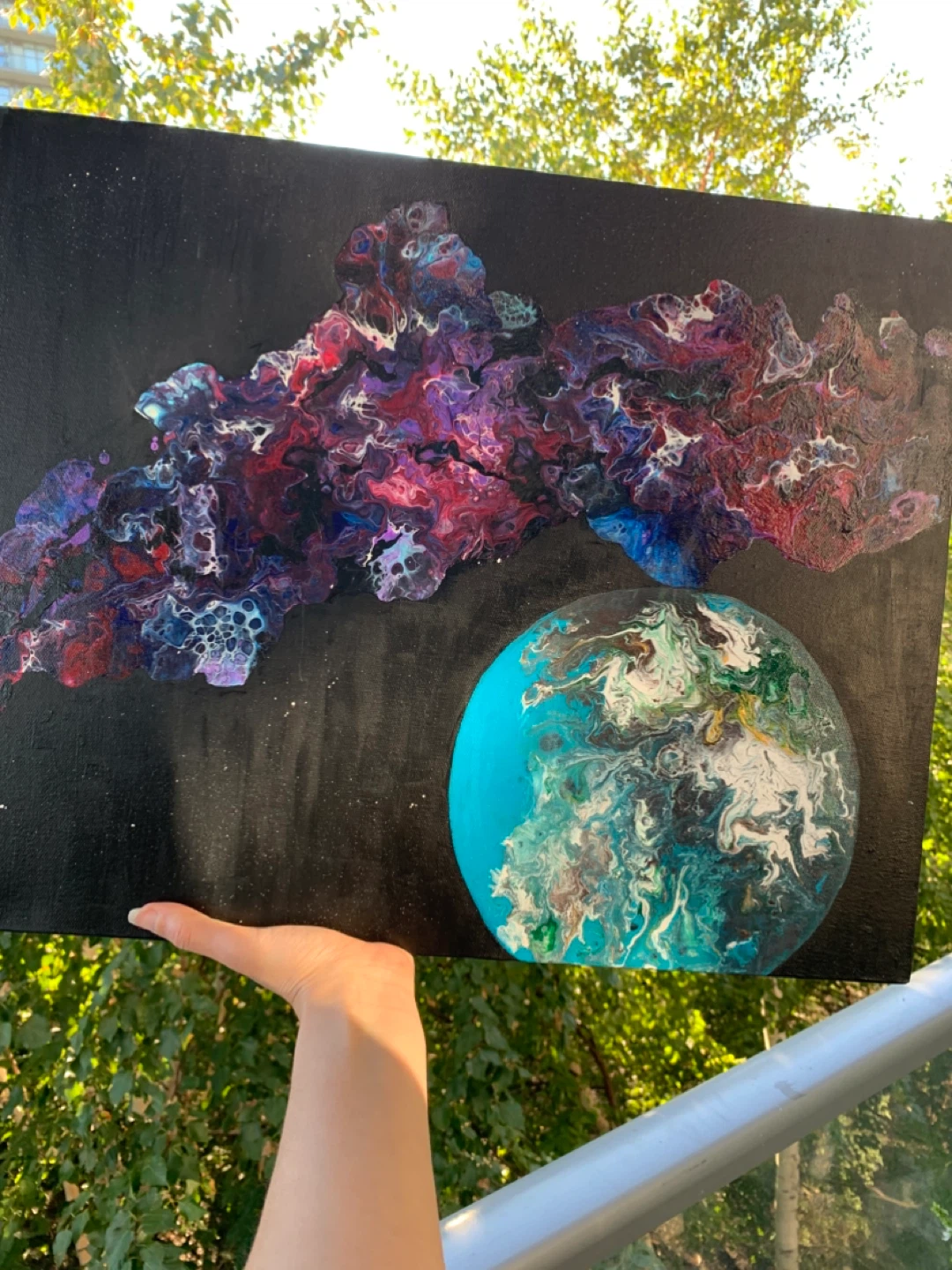Outer Space Flow – Acrylic Canvas Painting, Cosmic Wall Art - photo 3