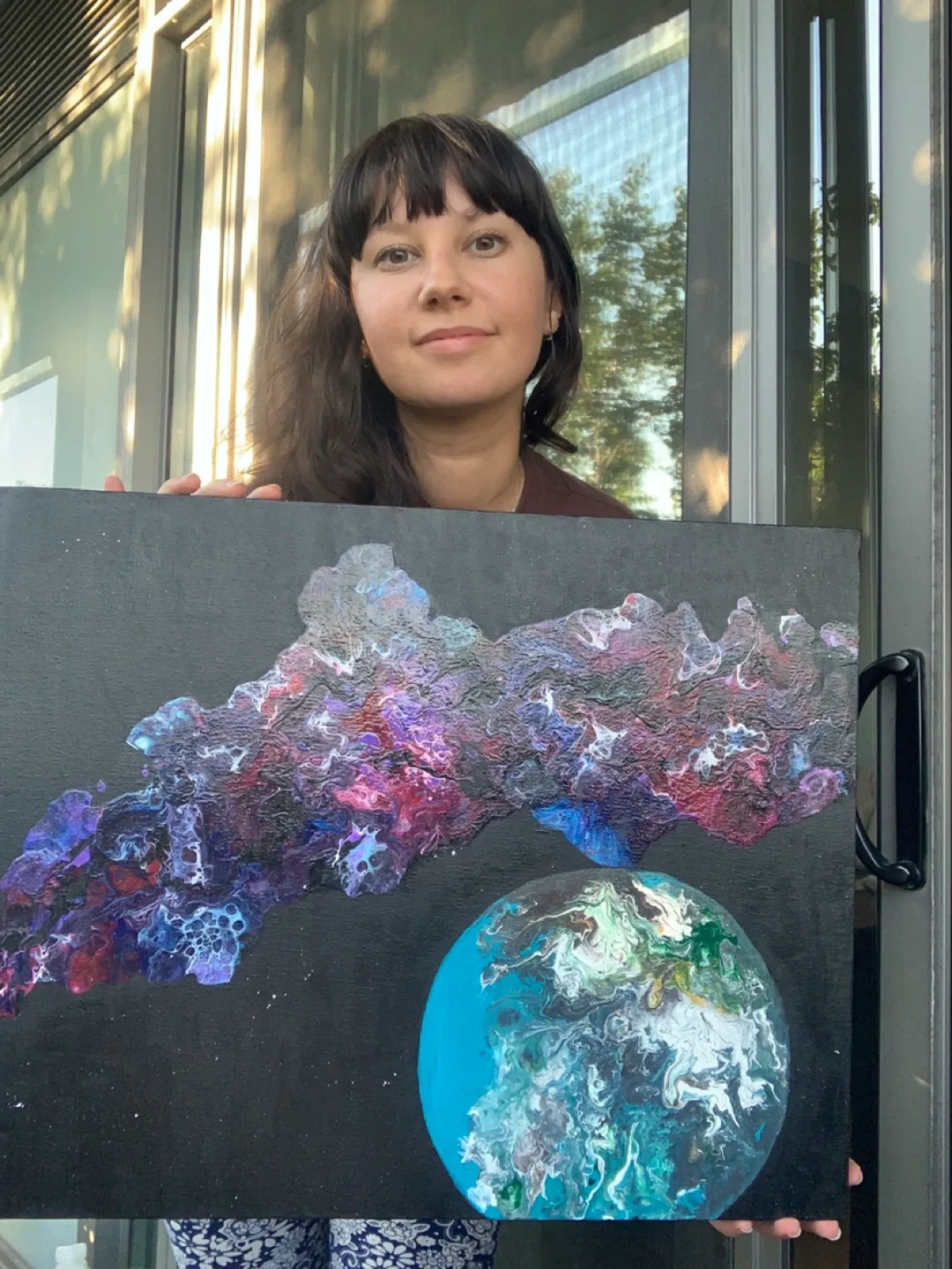 Outer Space Flow – Acrylic Canvas Painting, Cosmic Wall Art image indicator(4)