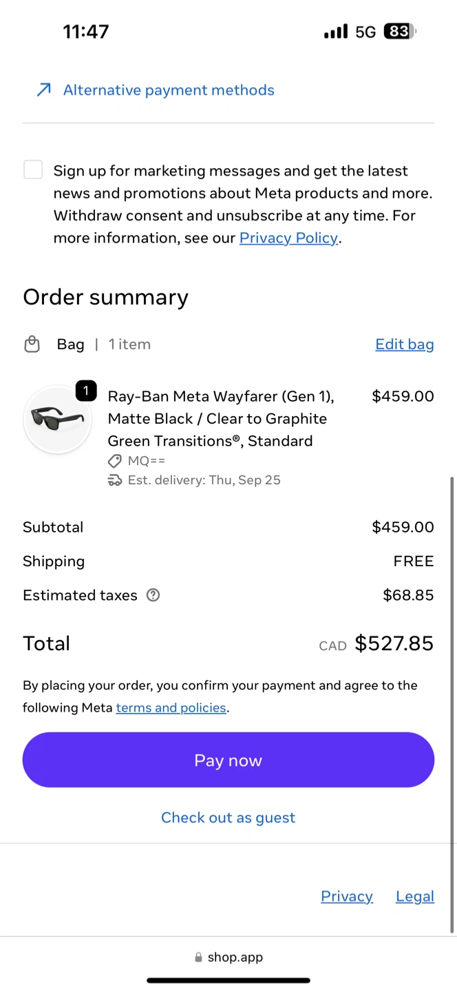 Ray-Ban Meta Wayfarer (Gen 1) Matte Black - photo 2