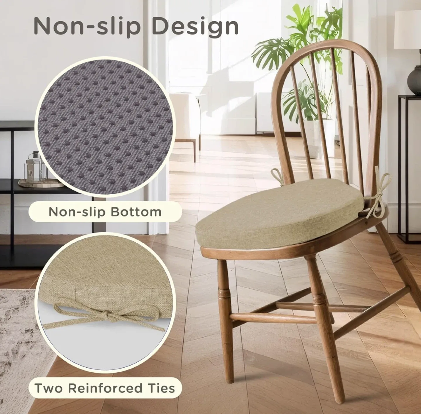 Set of 4 Chair Cushion - 15.5" x 16.5" Beige thumbnail