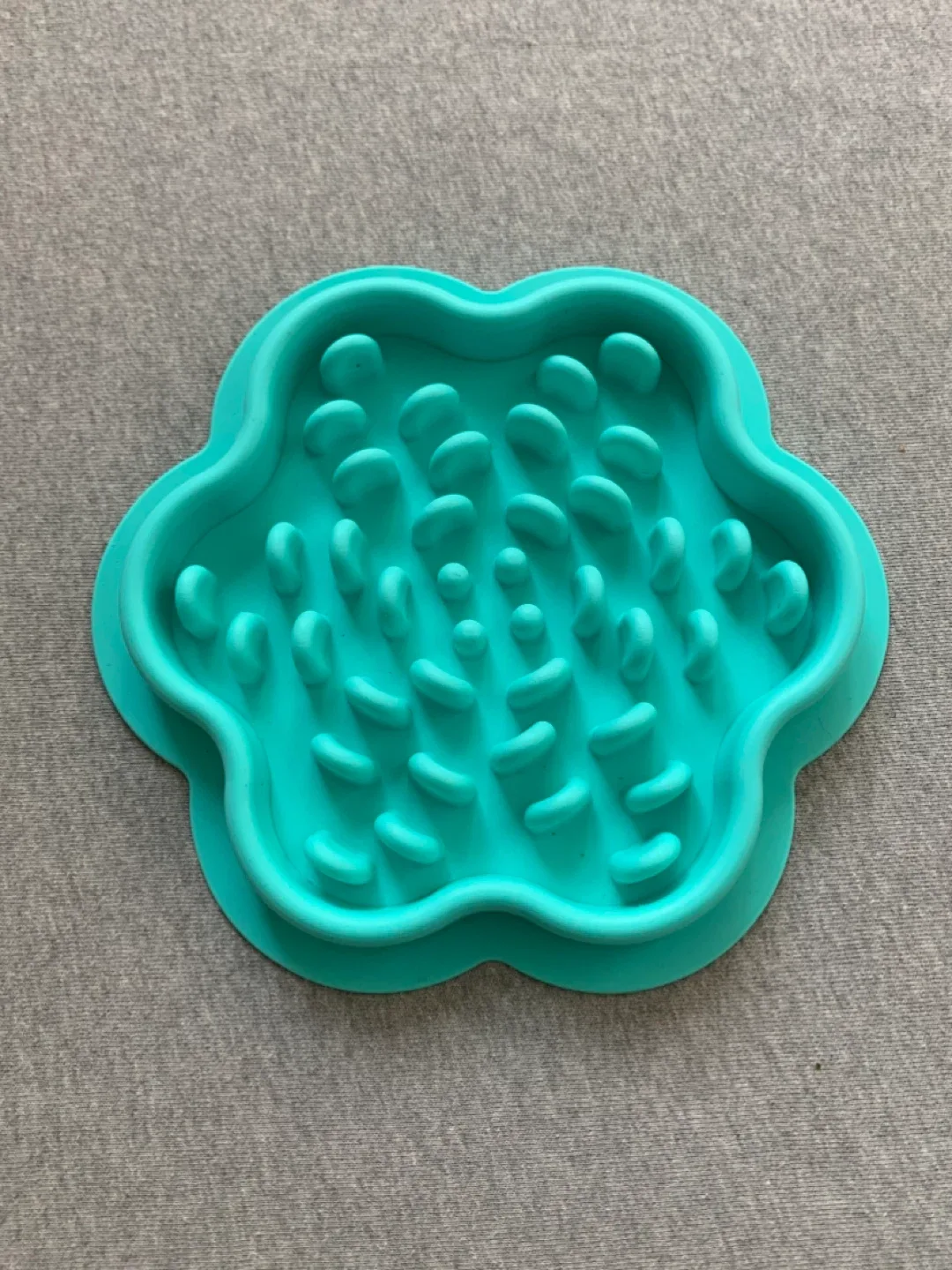 Teal Flower Slow Feeder Dog Bowl thumbnail