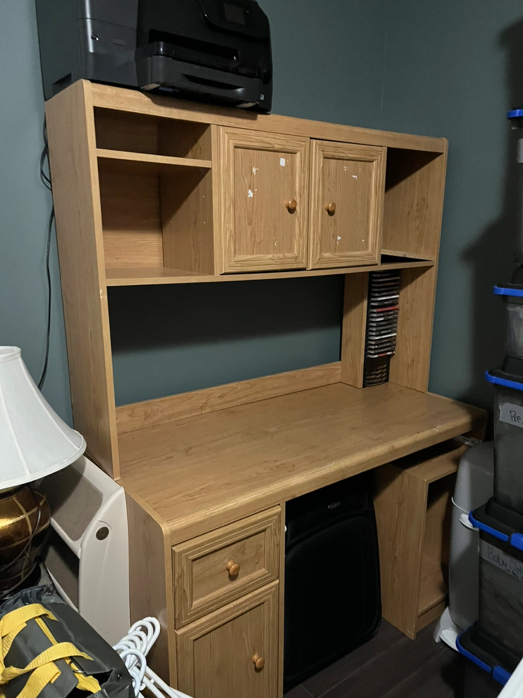 Wooden Desk with Hutch