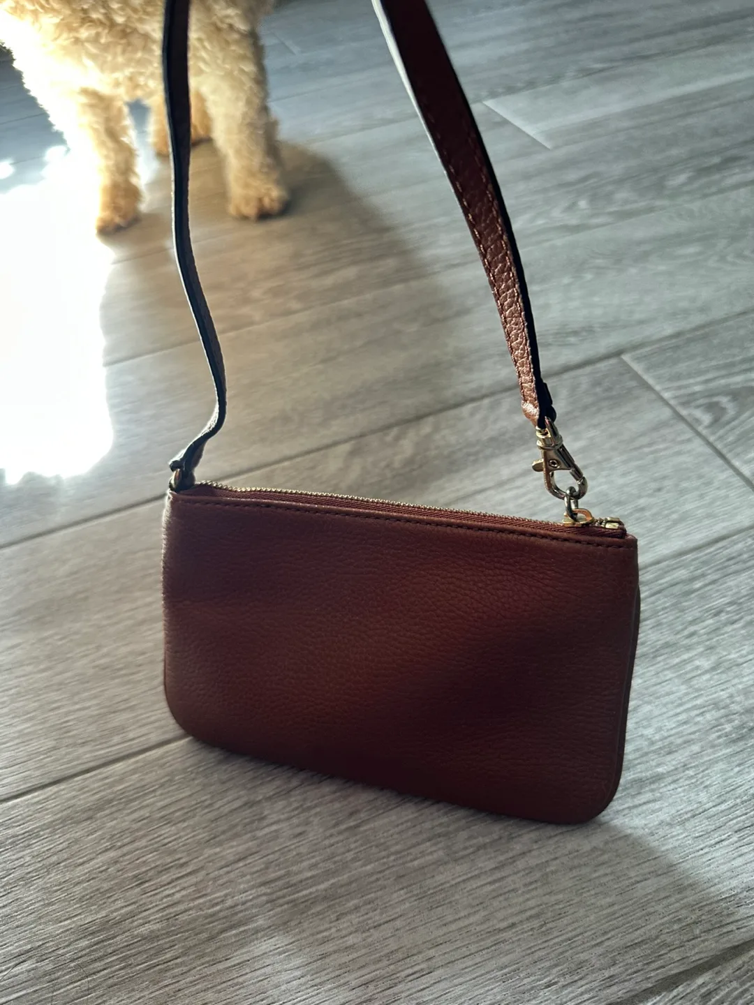 Michael Kors Brown Leather Wristlet image indicator(4)