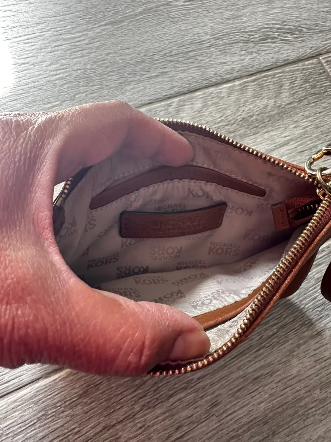 Michael Kors Brown Leather Wristlet image indicator(3)