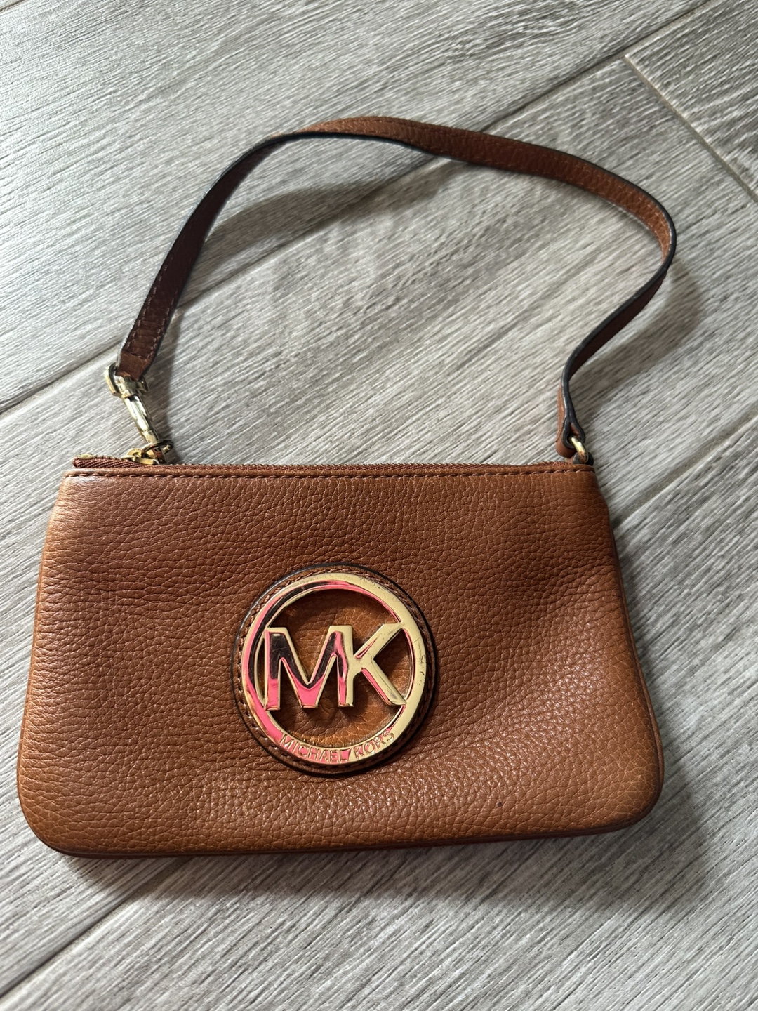 Michael Kors Brown Leather Wristlet