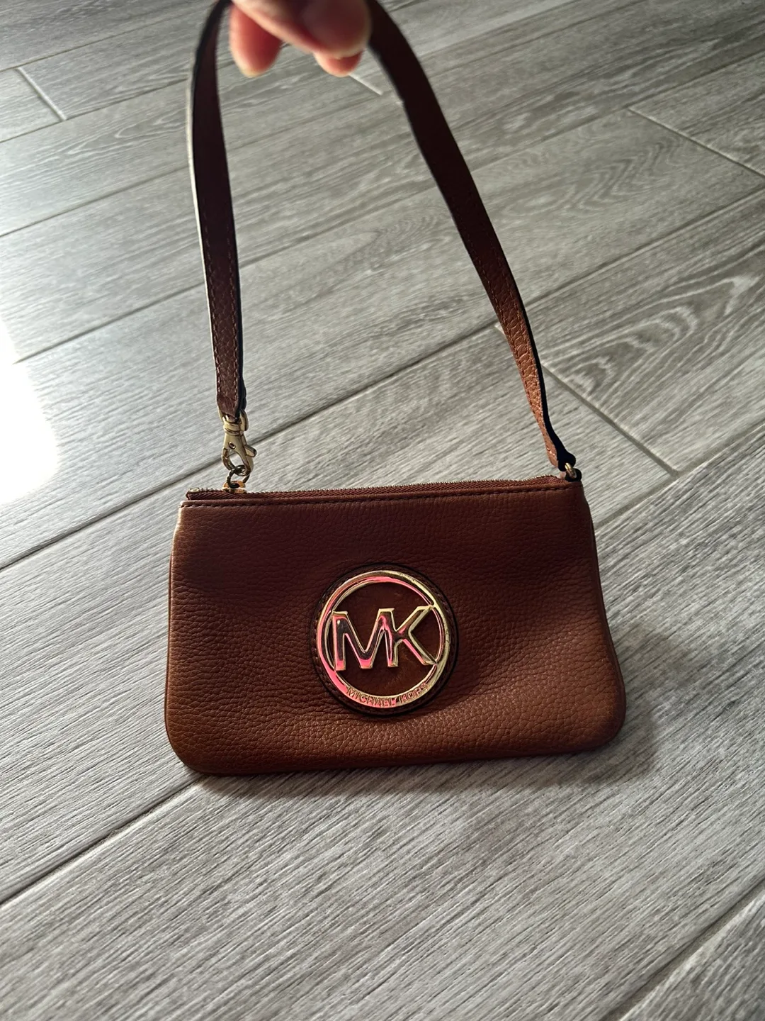 Michael Kors Brown Leather Wristlet image indicator(2)