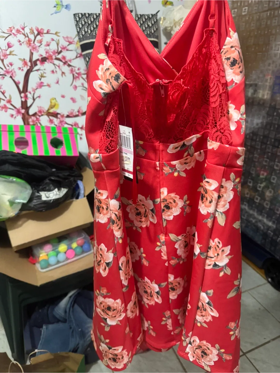 Red Floral Romper image indicator(2)