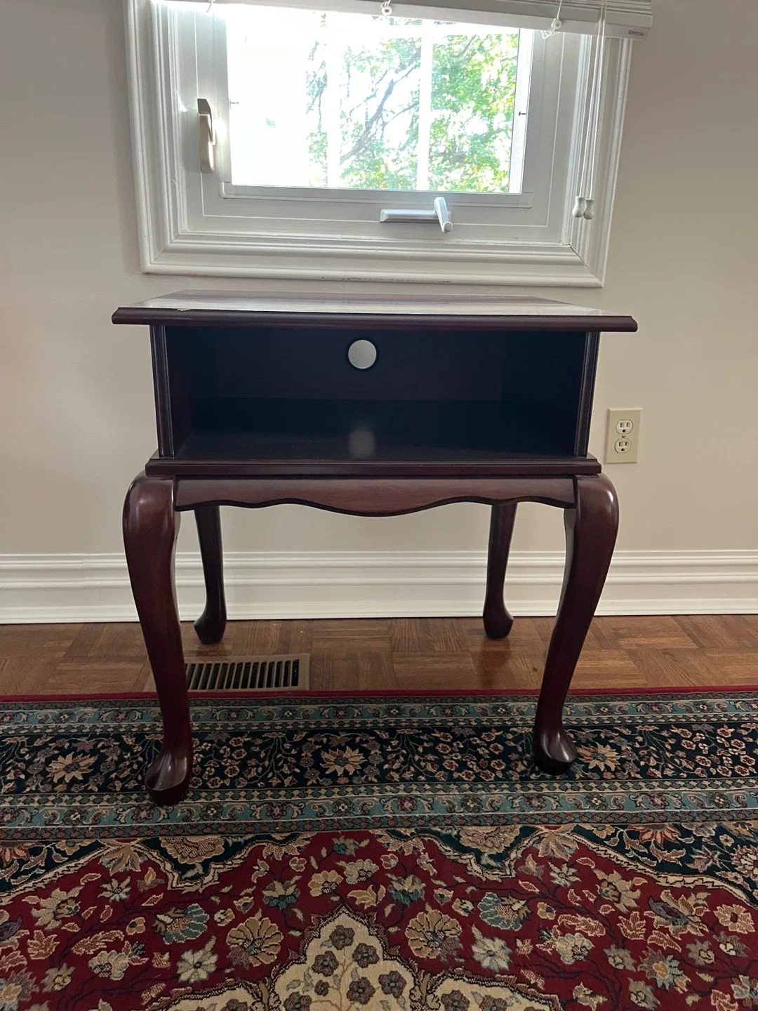 Dark Wood Side Table with Queen Anne Legs thumbnail