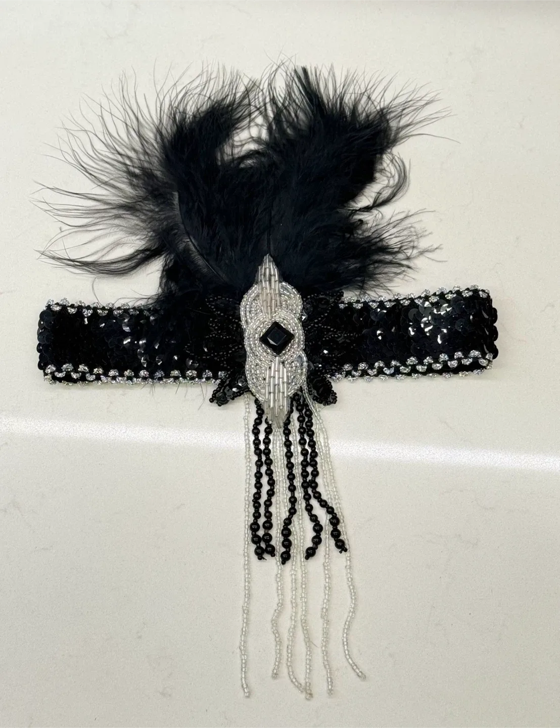 Flapper Headband - Black & Silver thumbnail