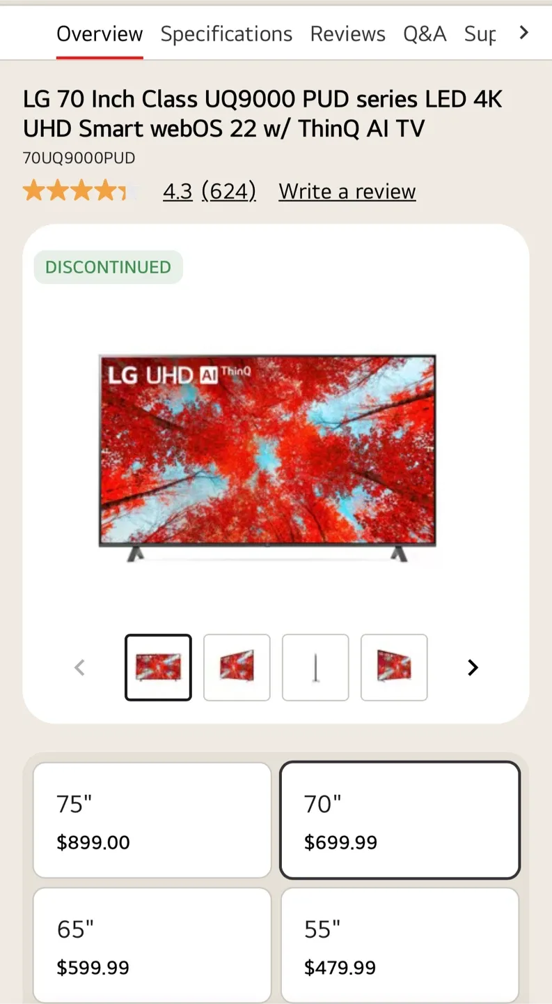 LG 70 Inch Class UQ9000 PUD Series LED 4K UHD Smart TV image indicator(4)