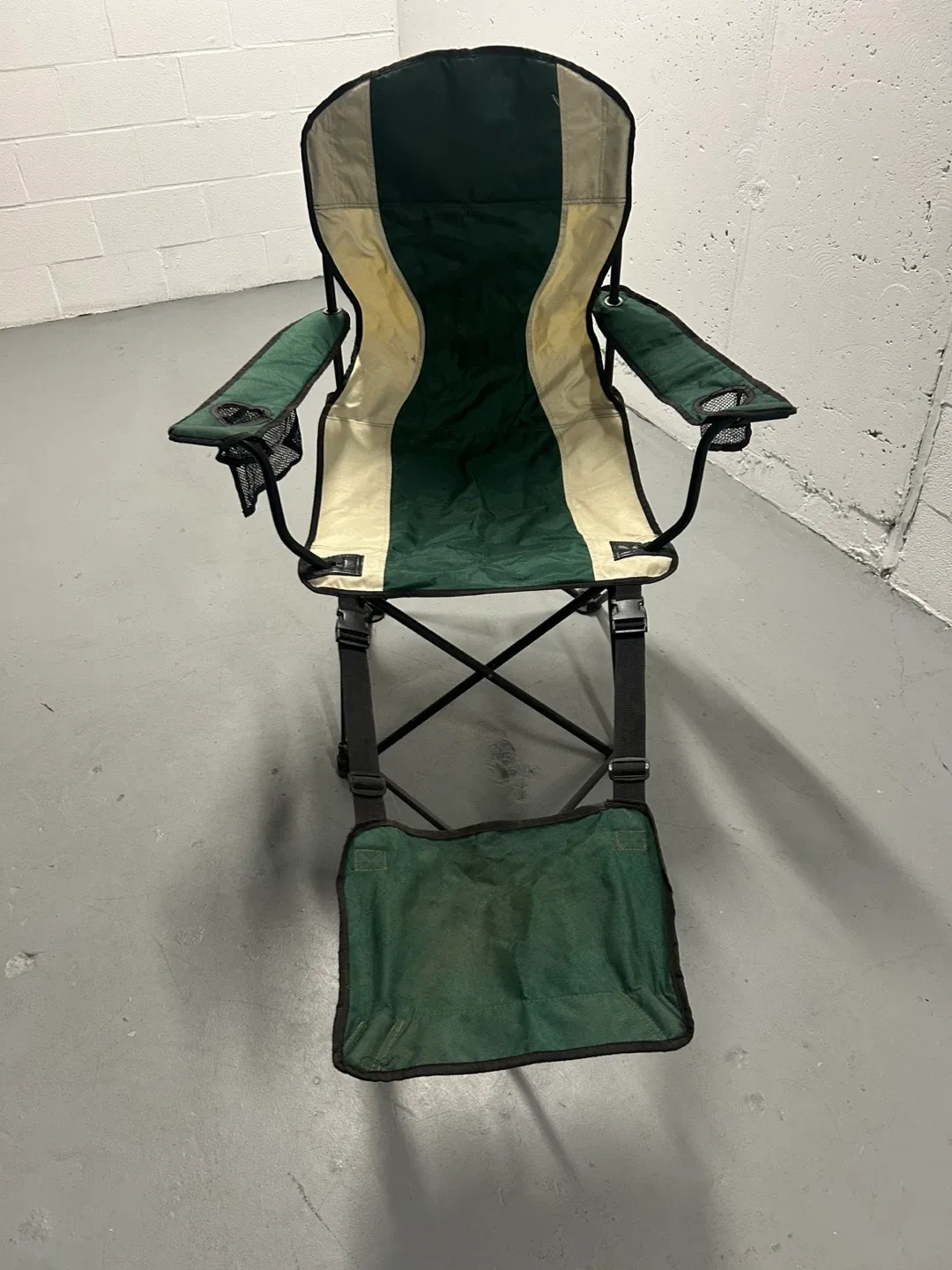 Green Folding Camping Chair with Footrest thumbnail