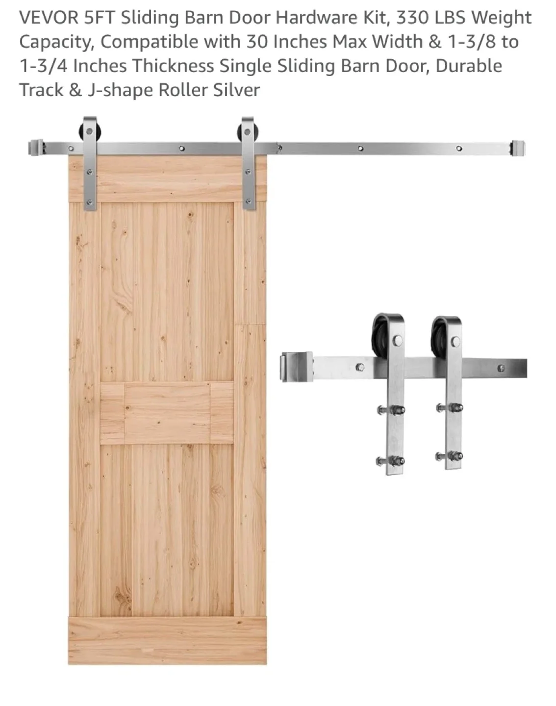 New VEVOR 5FT Sliding Barn Door Hardware Kit Brushed Nickel thumbnail