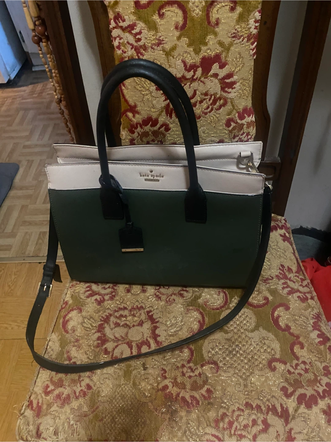 Kate Spade Satchel - Green & Cream