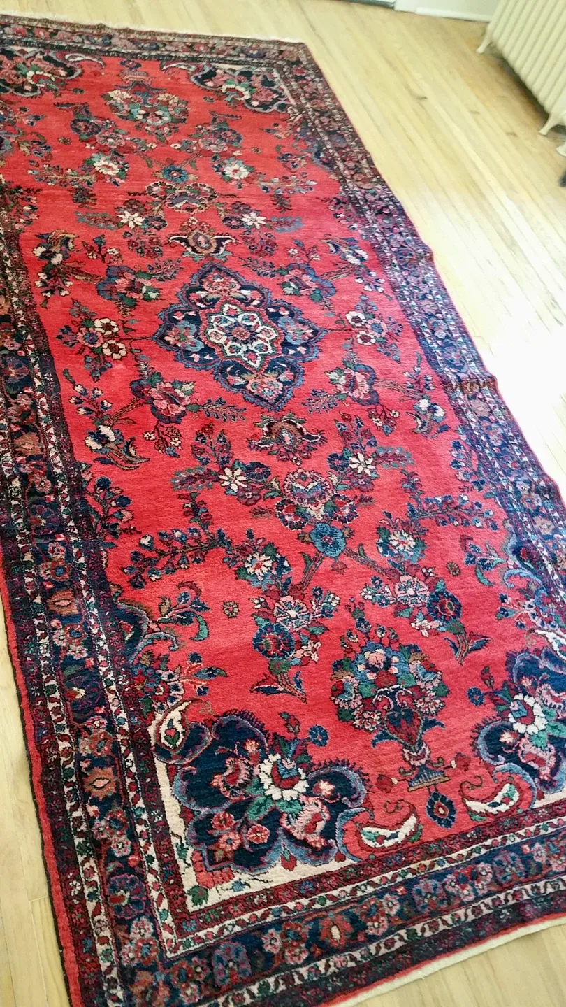 ⭐️Antique Lilian large rug w/ ruby red bold floral design⭐️ image indicator(5)