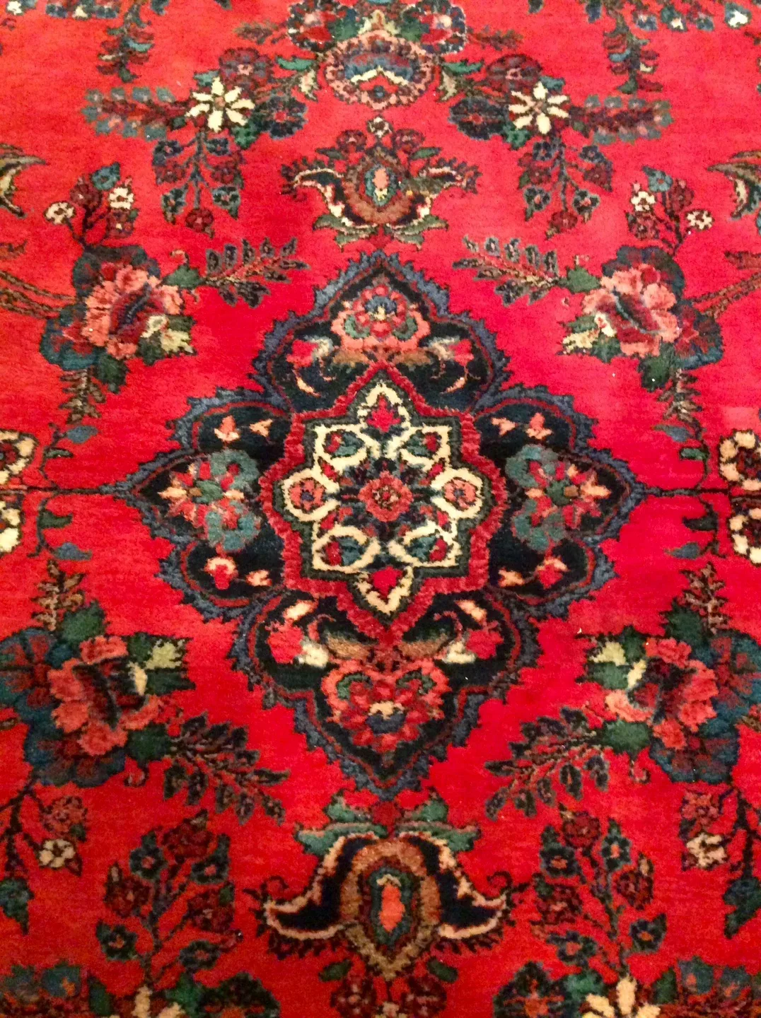 ⭐️Antique Lilian large rug w/ ruby red bold floral design⭐️ image indicator(2)
