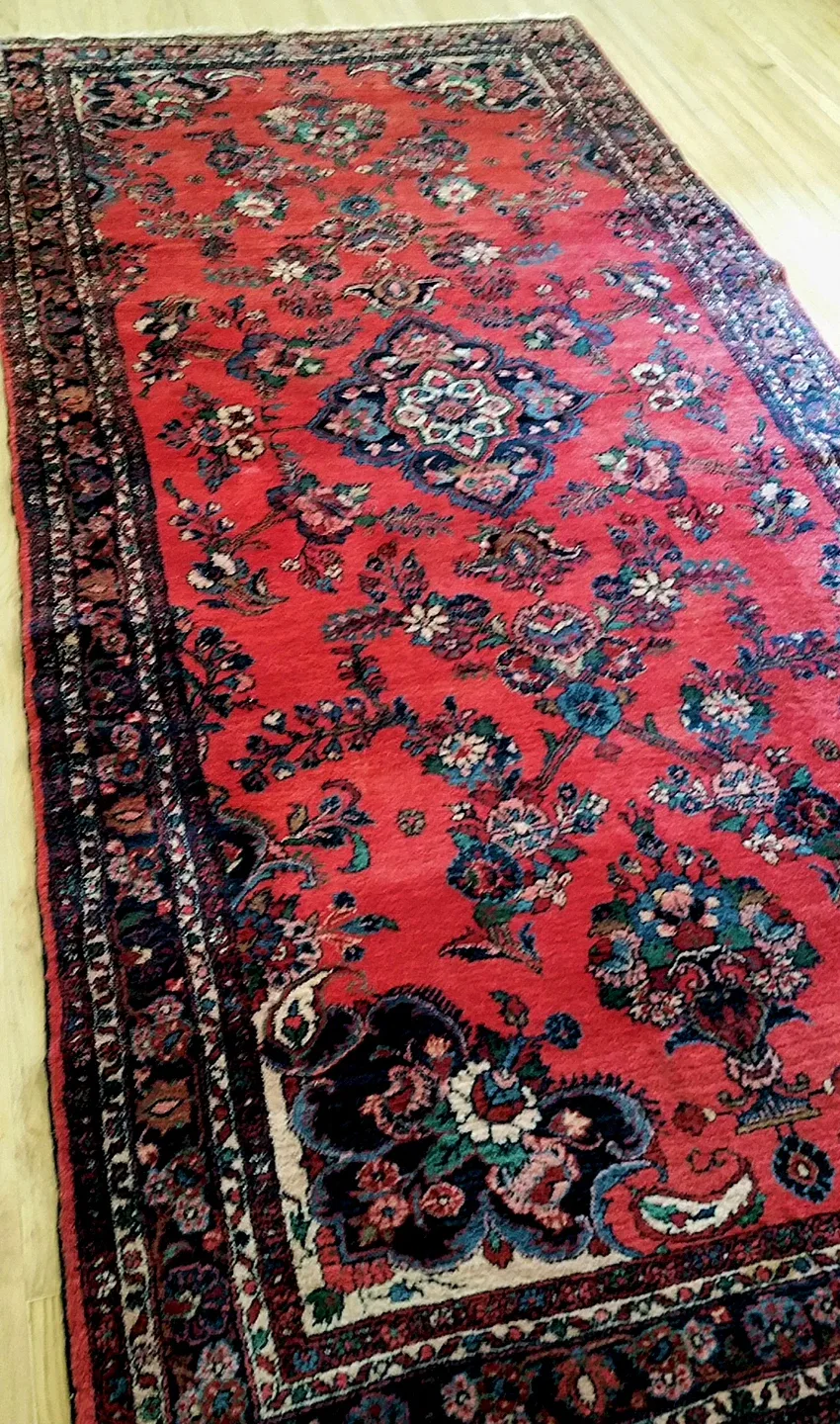 ⭐️Antique Lilian large rug w/ ruby red bold floral design⭐️ image indicator(10)