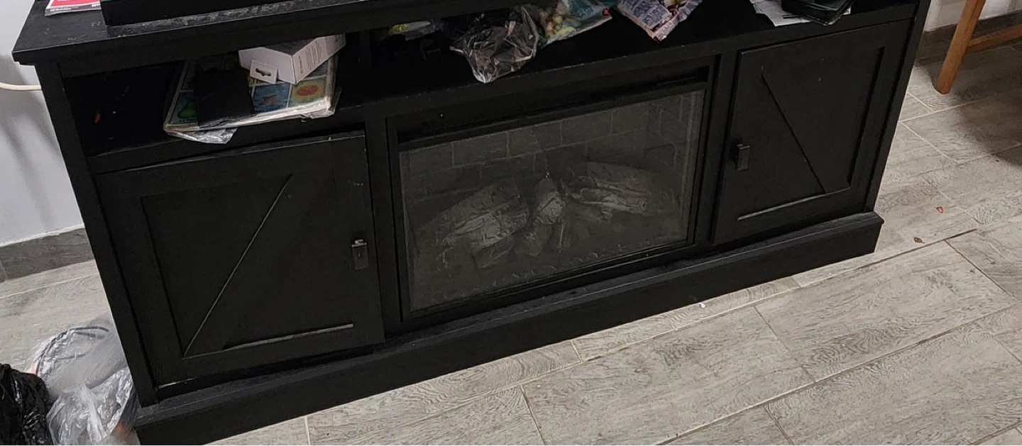 Black Fireplace TV Stand