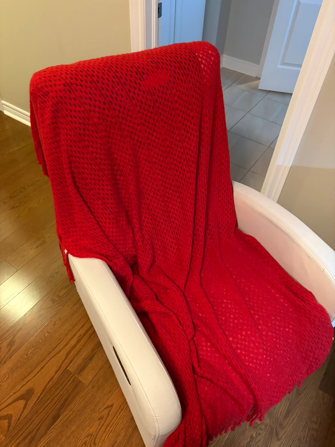 Damaged White Leather Chair