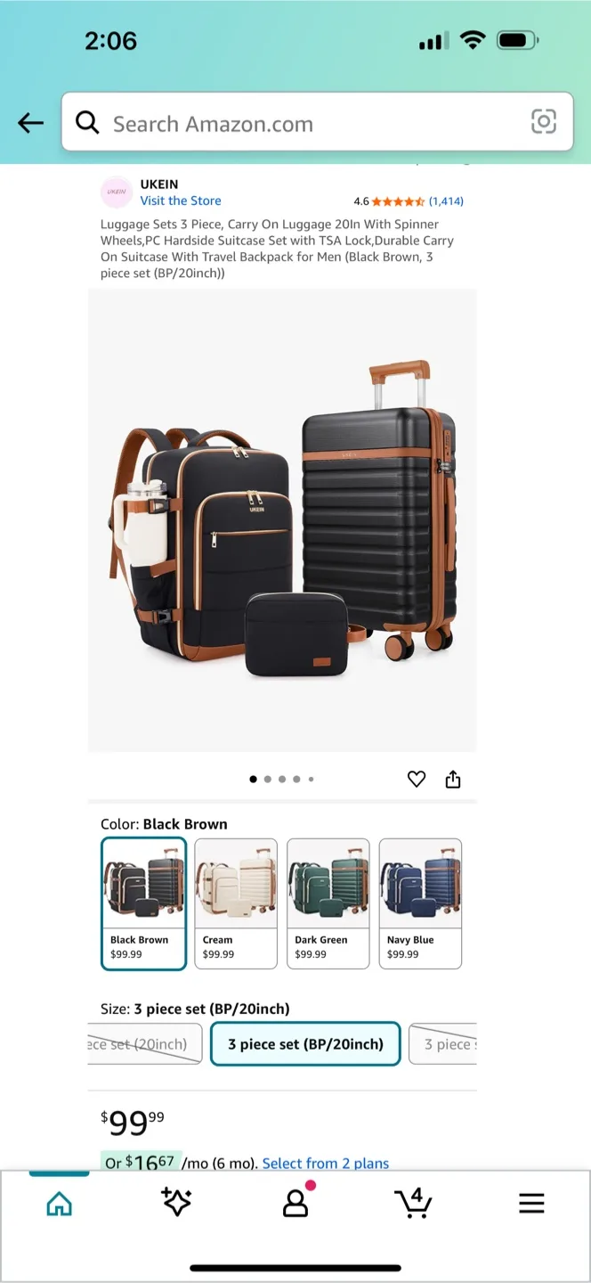 Brand New UKEIN Carry On Luggage 20in Black Brown image indicator(2)