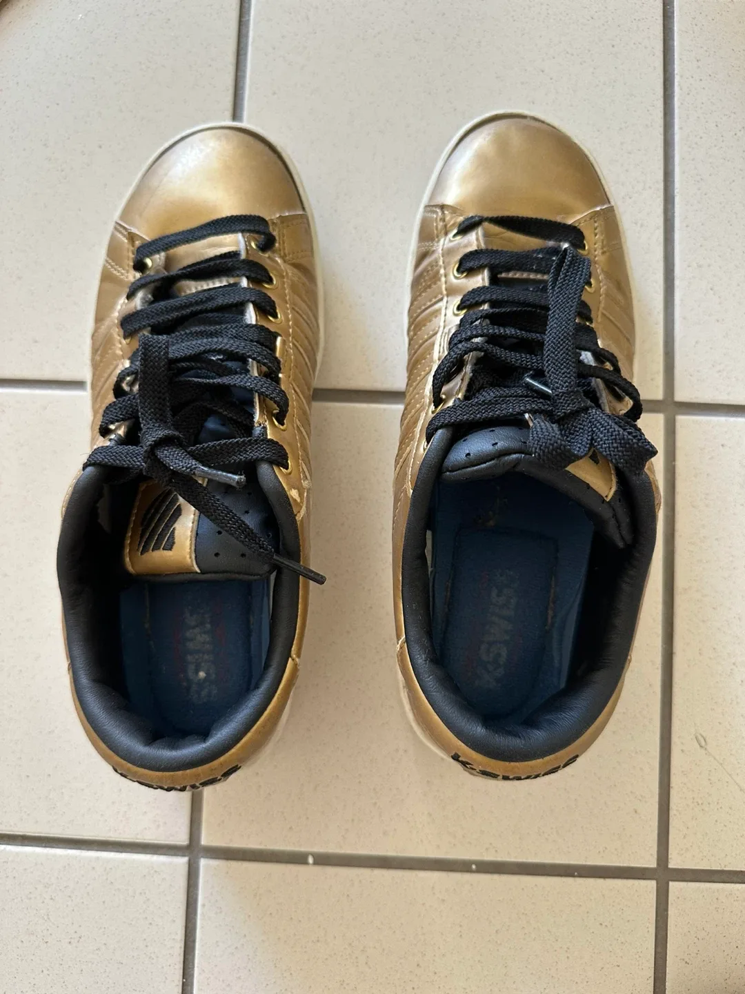 K-Swiss Gold Leather Sneakers ~ women’s size 8