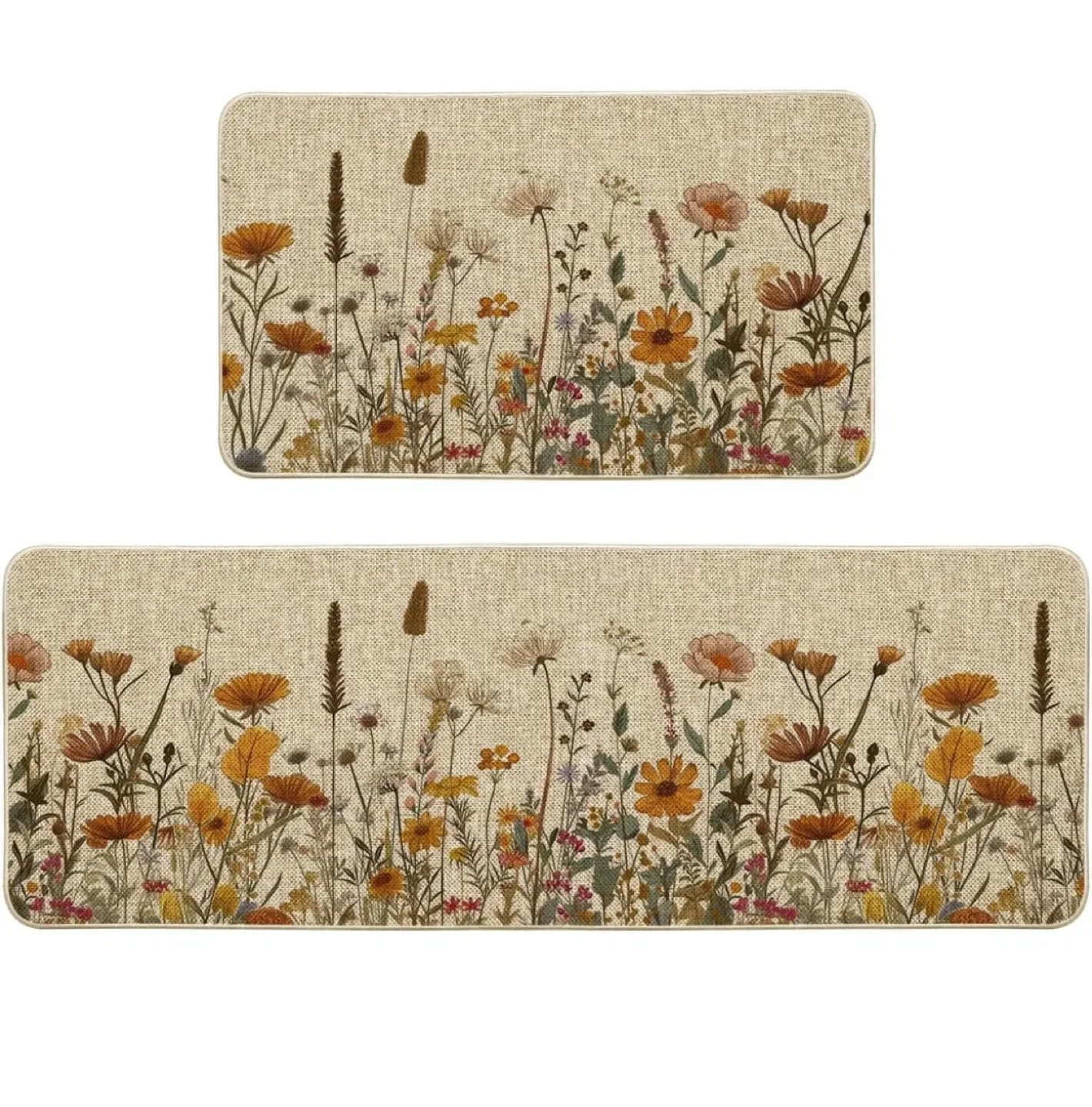 Floral Kitchen Rug Set - 2 Piece (29x17 & 47x17 inch) image indicator(2)