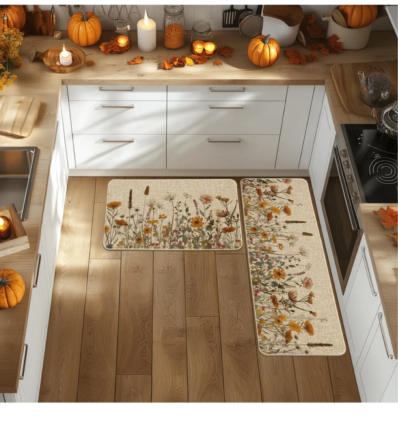 Floral Kitchen Rug Set - 2 Piece (29x17 & 47x17 inch) image indicator(3)