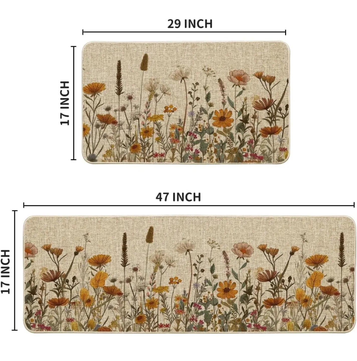 Floral Kitchen Rug Set - 2 Piece (29x17 & 47x17 inch) image indicator(4)