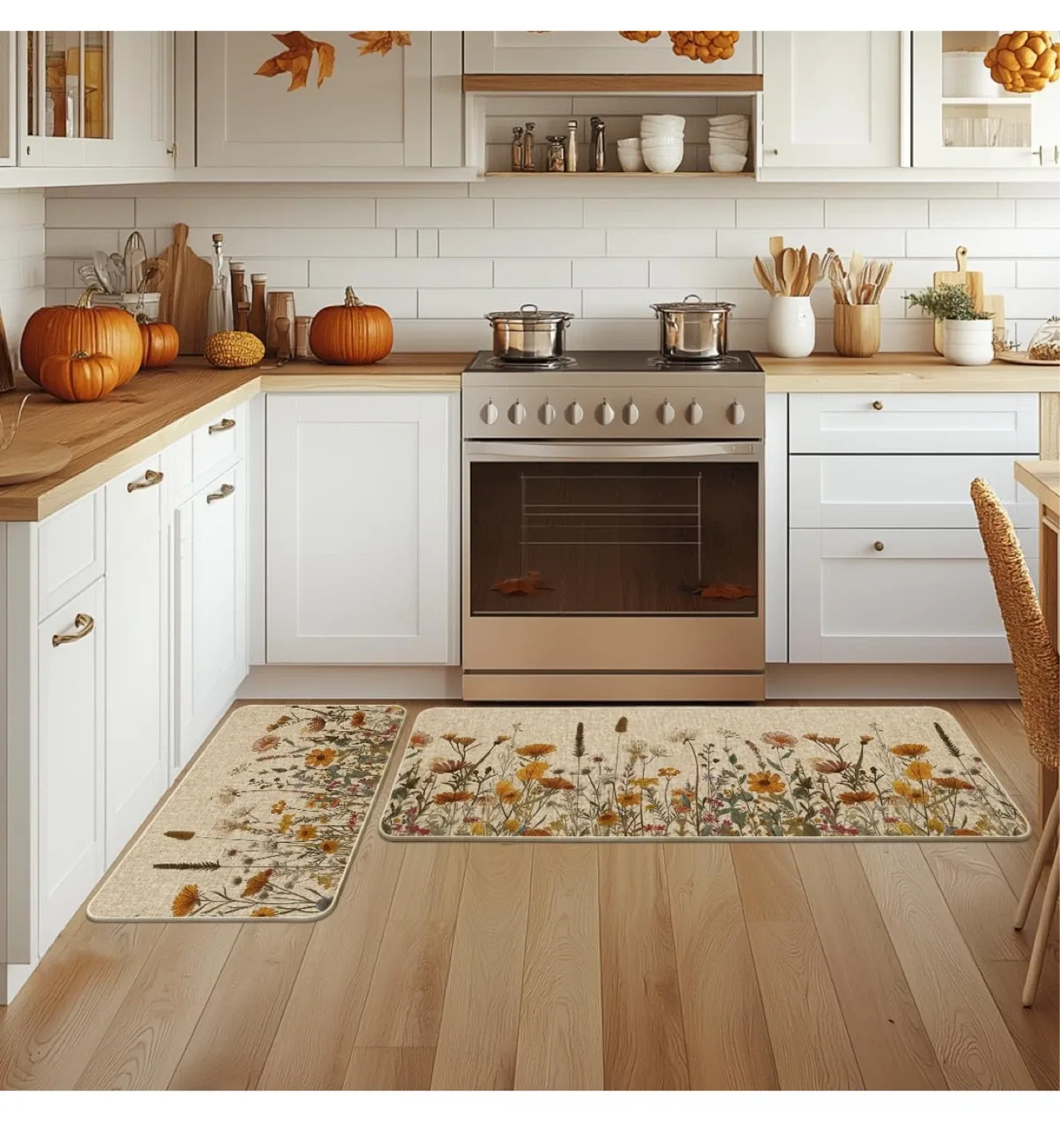 Floral Kitchen Rug Set - 2 Piece (29x17 & 47x17 inch) image indicator(5)