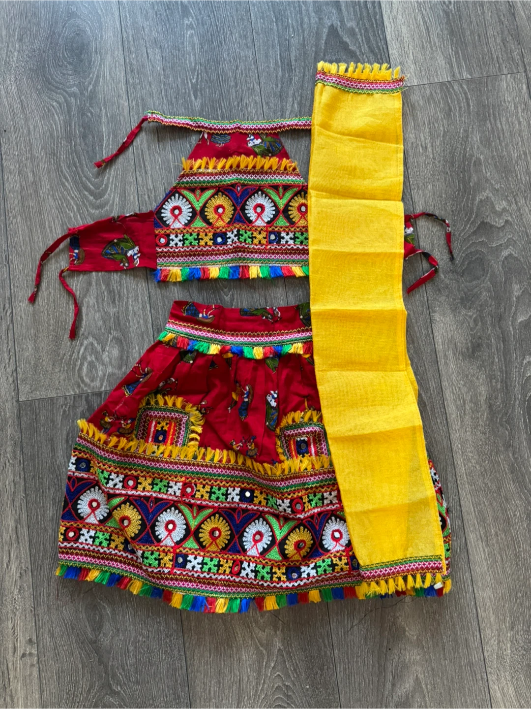 Red Embroidered Chaniya Choli Dress