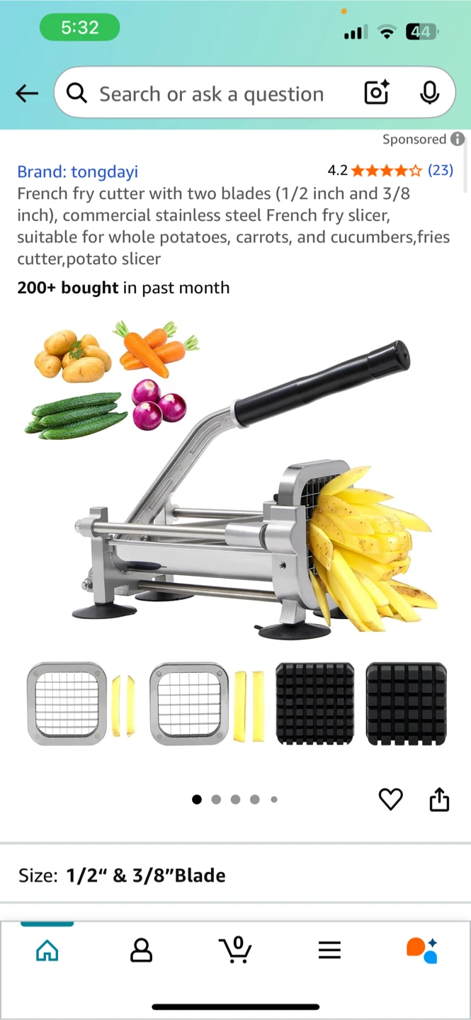 tongdayi French Fry Cutter w/ 2 Blades